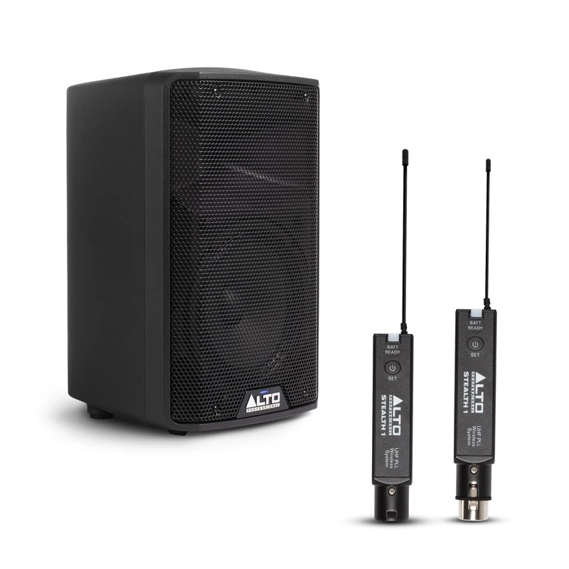 ALTO TX408 350W 8" Powered PA Speaker Bundle with XLR Mic Receiver and Transmitter for Live Performances, Events, Karaoke, Public Address, Presentations