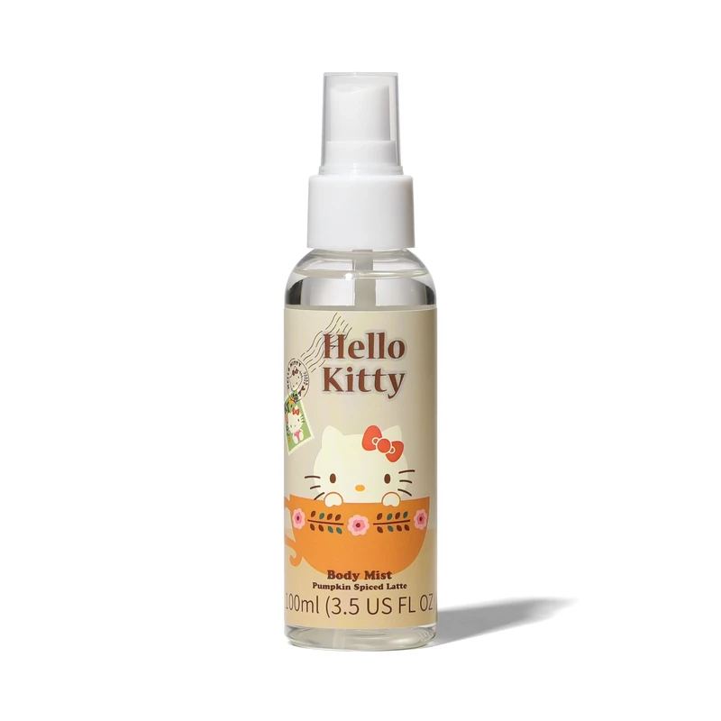 Hello Kitty Pumpkin Spiced Latte Body Mist – 100ml Autumn Fragrance Spray with Warm Spiced Scent, Light Formula for Daily Use, Seasonal Bottle Design