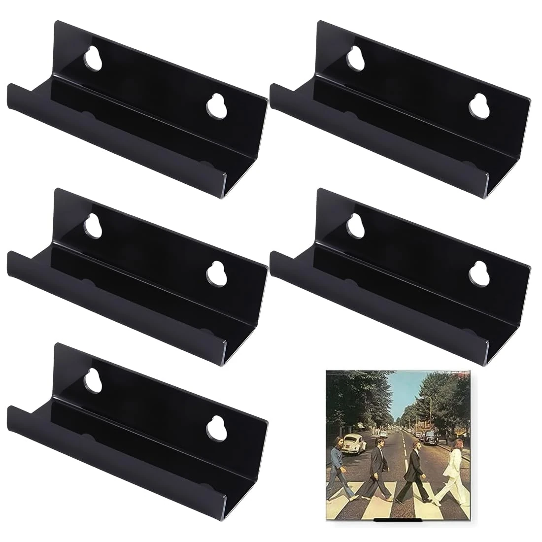 Tomedeks Vinyl Wall Mount 6 Pack,Vinyl Record Storage,Vinyl Record Display,Display Record Wall Mount Stand for Albums LP Minimalist Record Storage Set for CD Display in Office Home(Black)