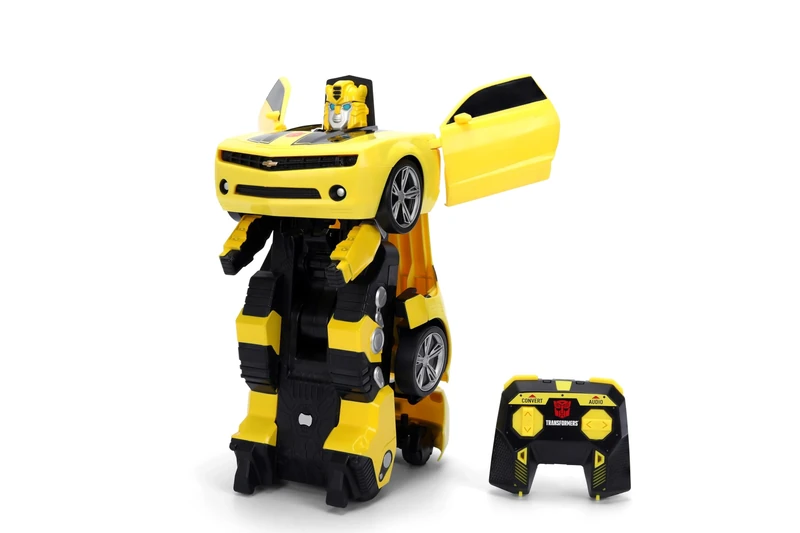 Jada TRANSFORMERS RC CONVERTING BUMBLEBEE Remote Control Car - 30cm long in vehicle mode, standing 35cm Tall autobot form with lights sounds and voice