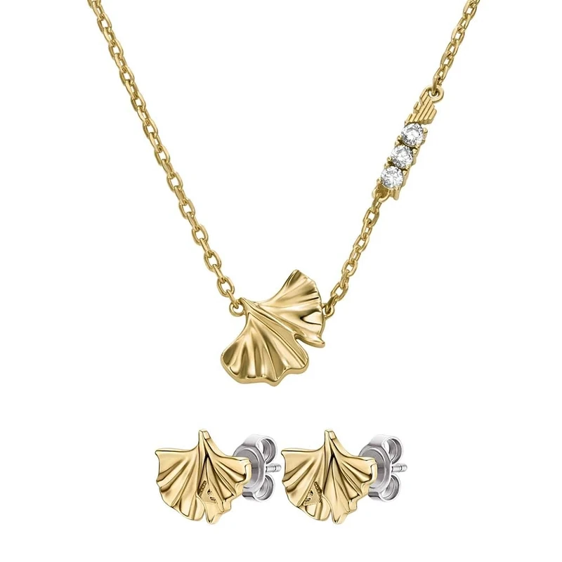 Emporio Armani Women's Gold-Tone Brass Necklace and Earrings, Set