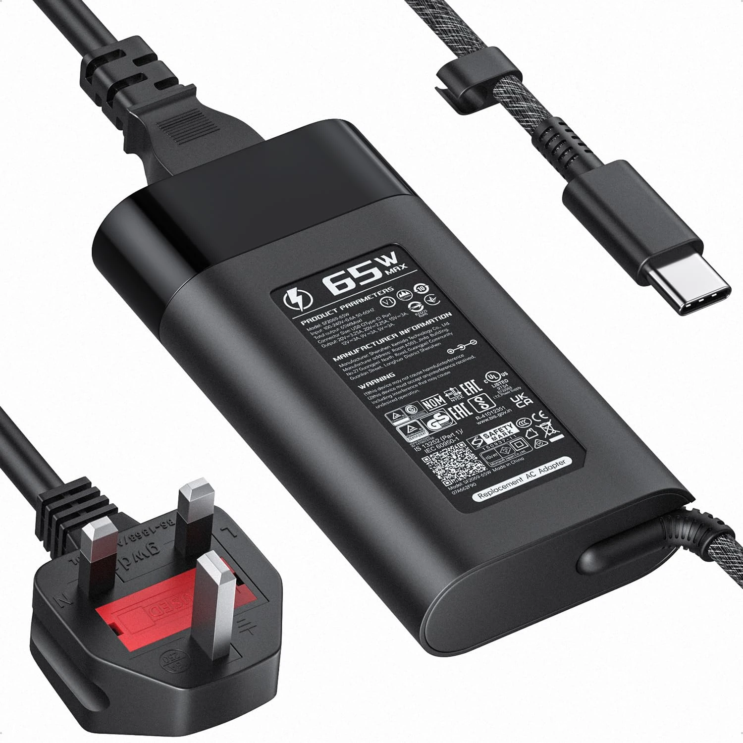 HP Laptop Charger USB C 65W/45W Type C Power Adapter for HP EliteBook Elite Spectre X360 X2 830 1030 1040 Envy 11 13 14 15 ProBook 430 G6 G7 G8 Chromebook Pavilion,10FT,With UK Power Cable