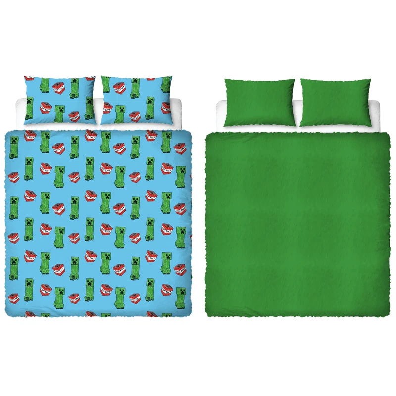 Minecraft Official Double Fleece Duvet Cover Set | Super Soft and Warm | Official Gaming Merchandise | Reversible 2 Sided Winter Cosy Kids Bedding Cover Including Matching Pillow Cases