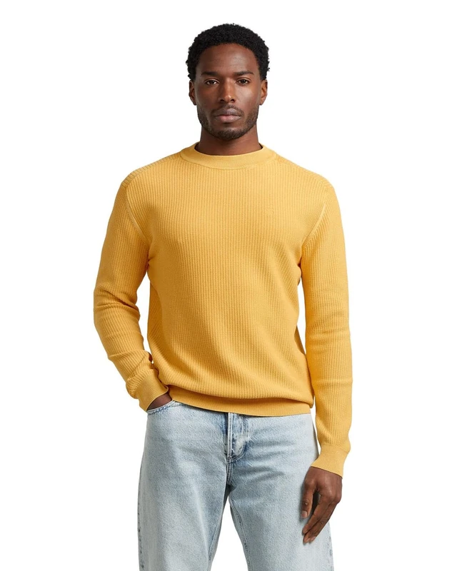 G-STAR Men's Washed r Knit, Size: S, Color Yellow - Image 1