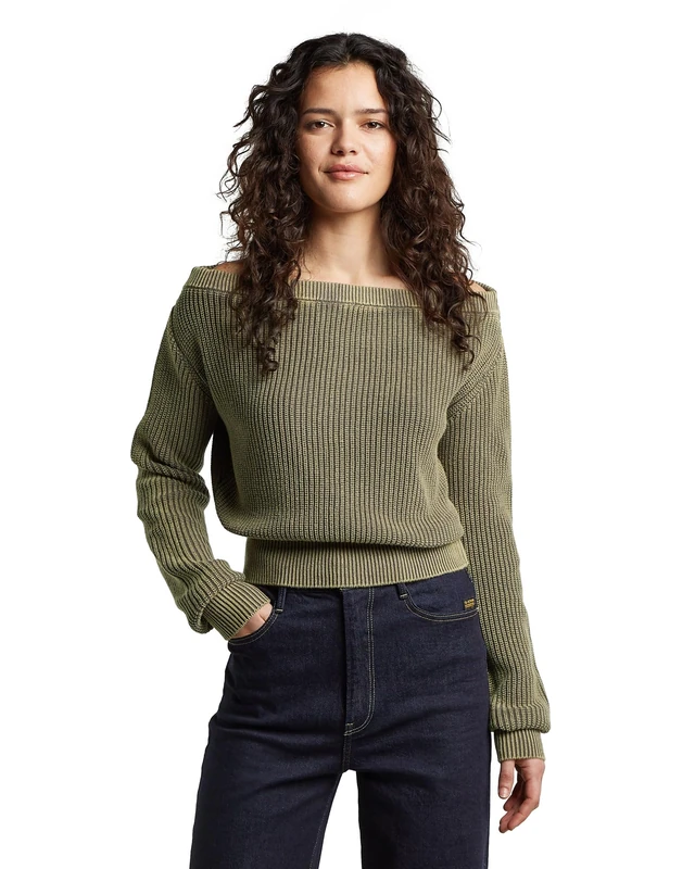 G-STAR Women's Off Shoulder Washed Knit wmn, Size: M, Color Brown