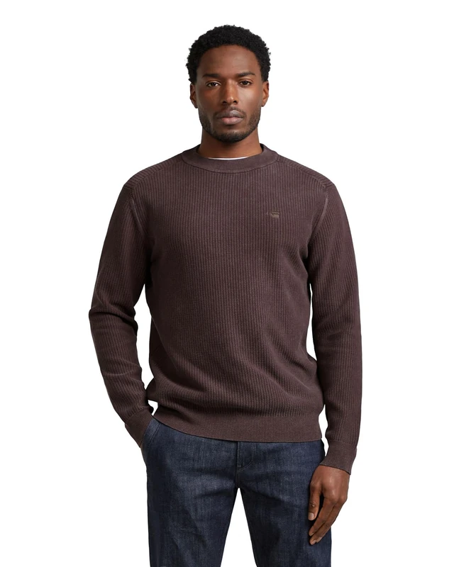 G-STAR Men's Washed r Knit, Size: M, Color Brown