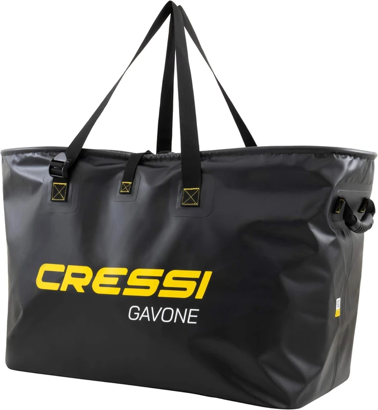 Cressi Gavone Black - Spacious Waterproof Bag made of Black PVC Tarpaulin, Prevents Water and Moisture from Leaking onto Car Boot, Luggage or Floor