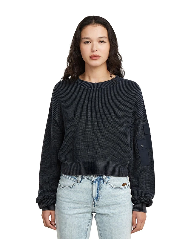 G-STAR Women's Washed pkt Loose r Knit wmn, Size: XS, Color Blue