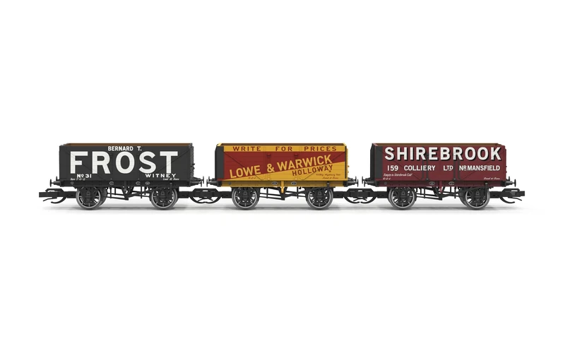 TT:120 Hornby TT6042 7 Plank Wagon triple pack - Lowe & Warwick Bernard T Frost Shirebrook