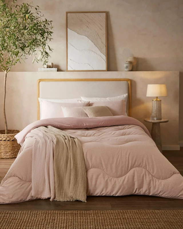 Night Lark Coverless Duvet and Pillowcase Set, Soft Weave Collection – Coverless Duvet Super King Size 4.5 Tog Washable with Advanced Smartfil® Fibre, Hypoallergenic – Dusky Rose, Super King Bed Size