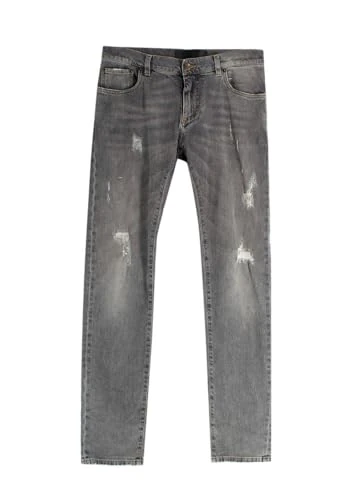 Dolce & Gabbana Pre-Loved Men's Distressed Grey Slim-Fit Jeans