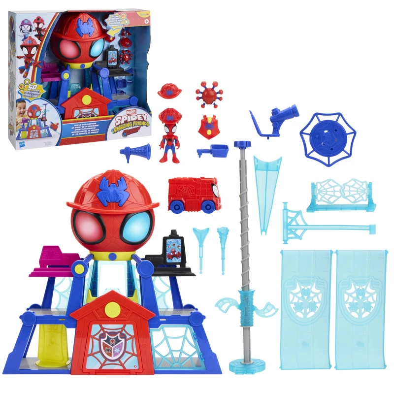 Marvel Spidey and his Amazing Friends Rescue-Webs Web-Quarters Playset with 7.6 cm Action Figure & Toy Vehicle, Super Hero Toys for Kids, Ages 3+