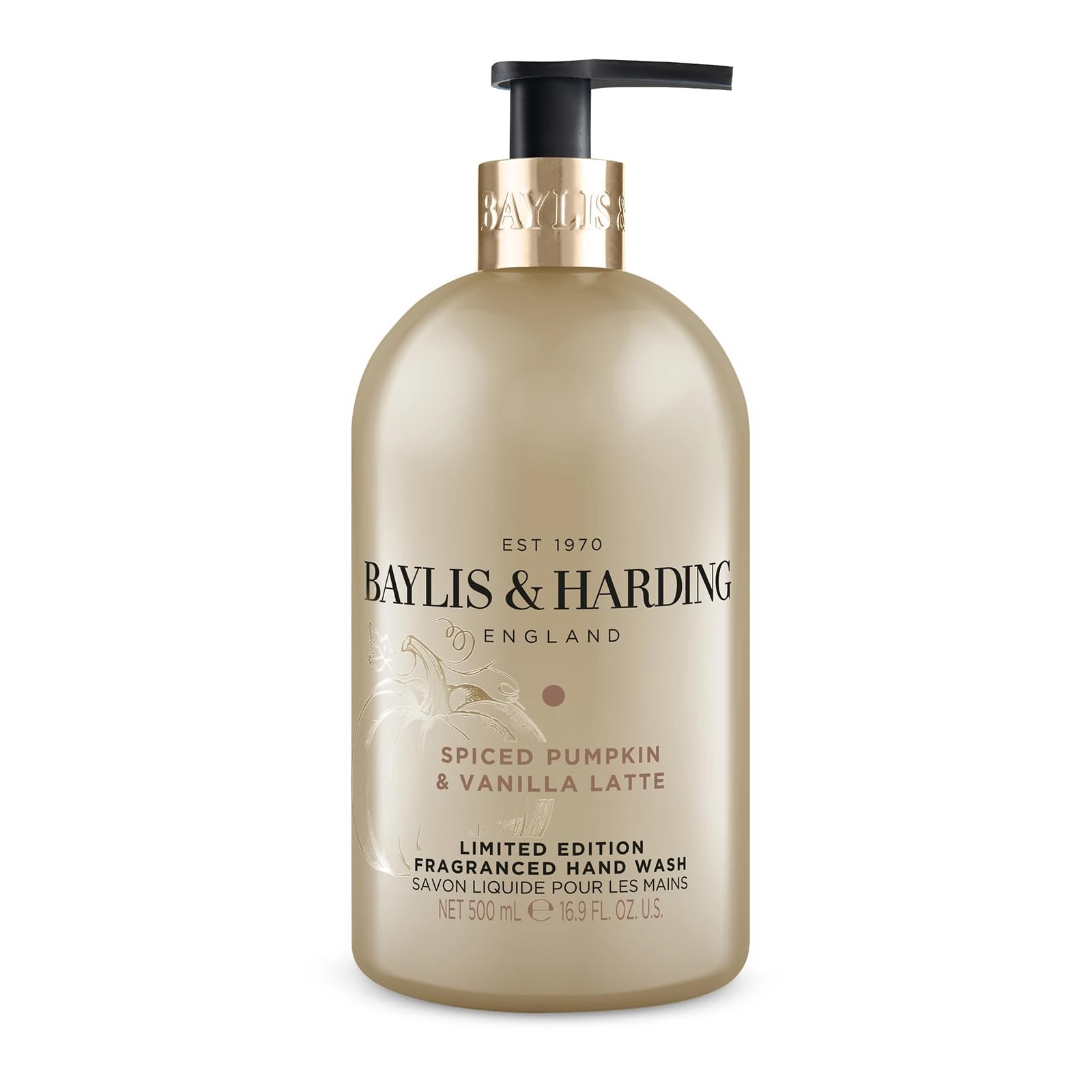 Baylis & Harding Spiced Pumpkin & Vanilla Latte Hand Wash 500 ml (Pack of 1) - Vegan Friendly