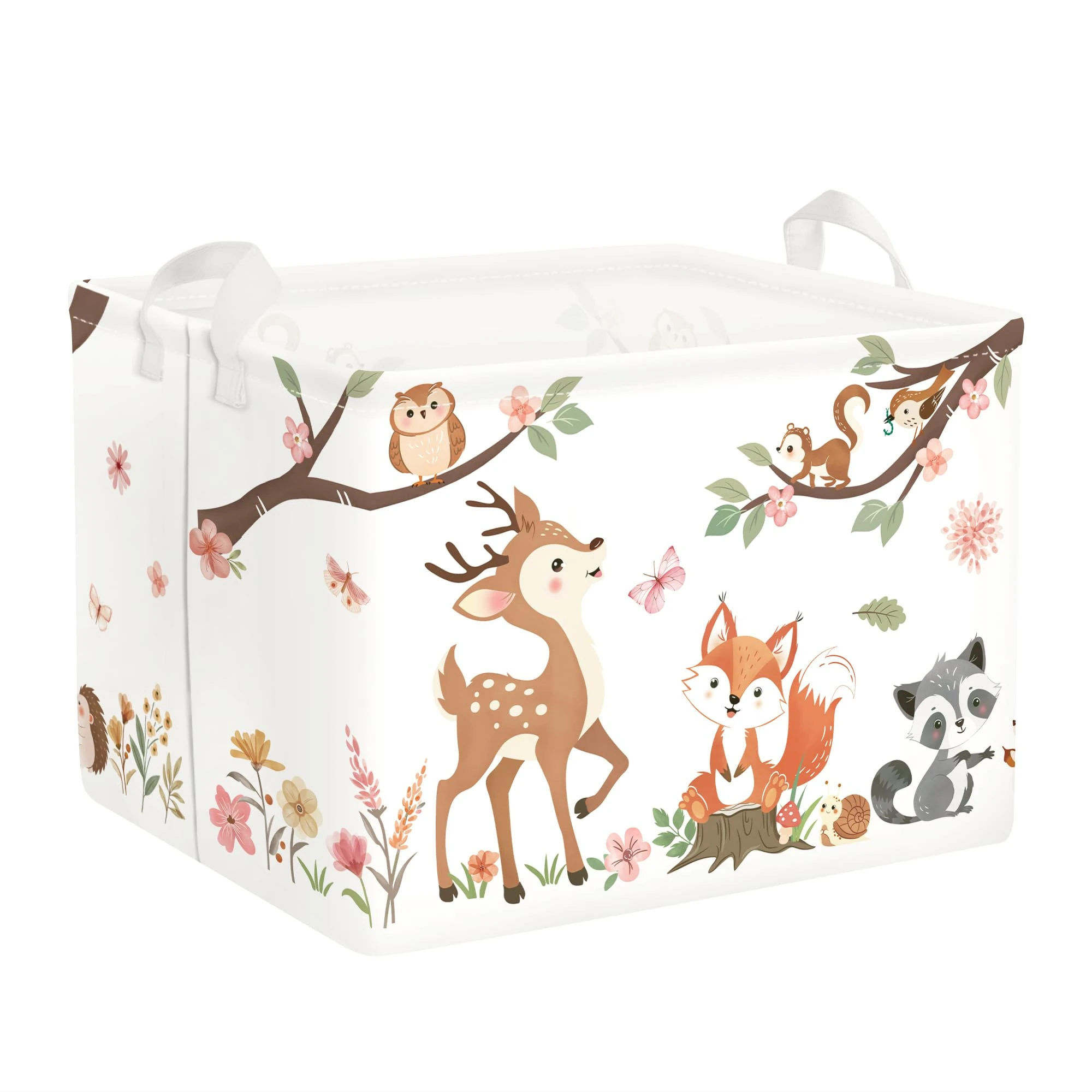 Clastyle Forest Animal Baby Laundry Hamper Collapsible Clothes Kids Storage Basket Waterproof Boys Girls Toy Box for Nursery Room,Deer,40 * 30 * 30 cm