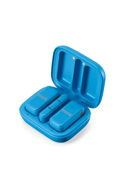 RØDE Wireless Micro - Compact Wireless Microphone, Two Mics with Charge Case for Smartphone Content Creation - USB-C, Blue
