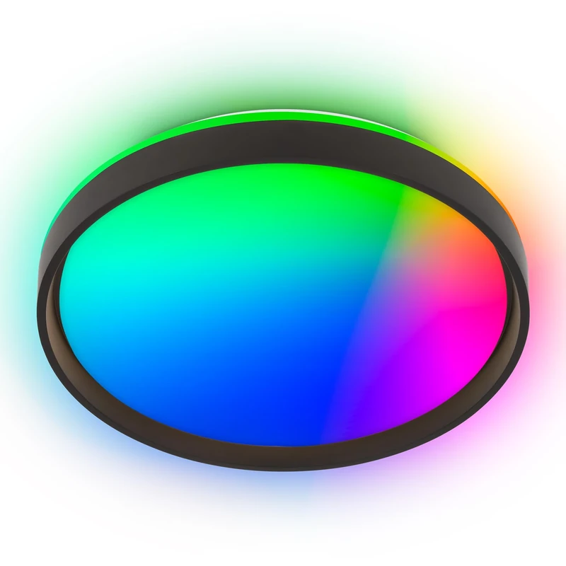 BRILONER - LED Ceiling Light with Remote Control, CCT, Night Mode, Timer, LED lamp, Lounge, Bedroom and Living Room Lighting, 48 x 8 cm, Black