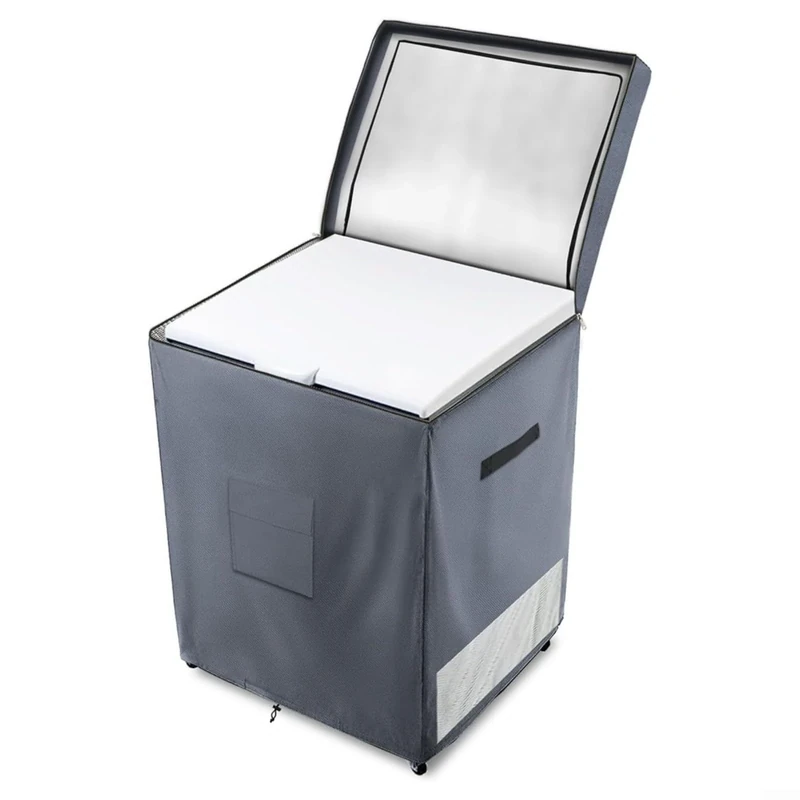 Advokingtap Waterproof Chest Freezer Cover With Air Vents Storage Pocket Double Opening Design For 7.0 Cubic Feet, Enhanced Airflow(D)