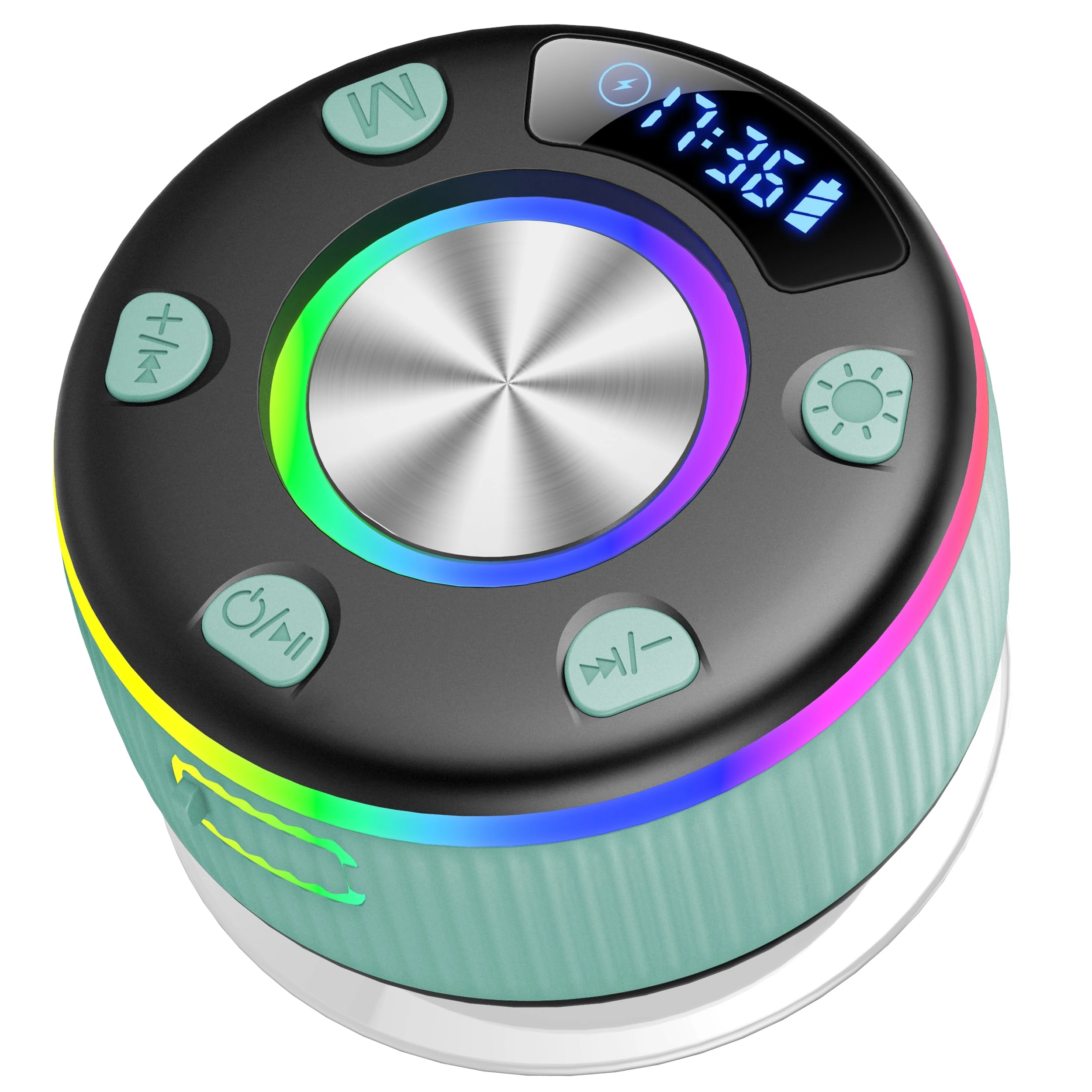 PRSCFUM Bluetooth speaker, waterproof, dual pairing, portable wireless speaker for home and outdoor use, LED light, radio