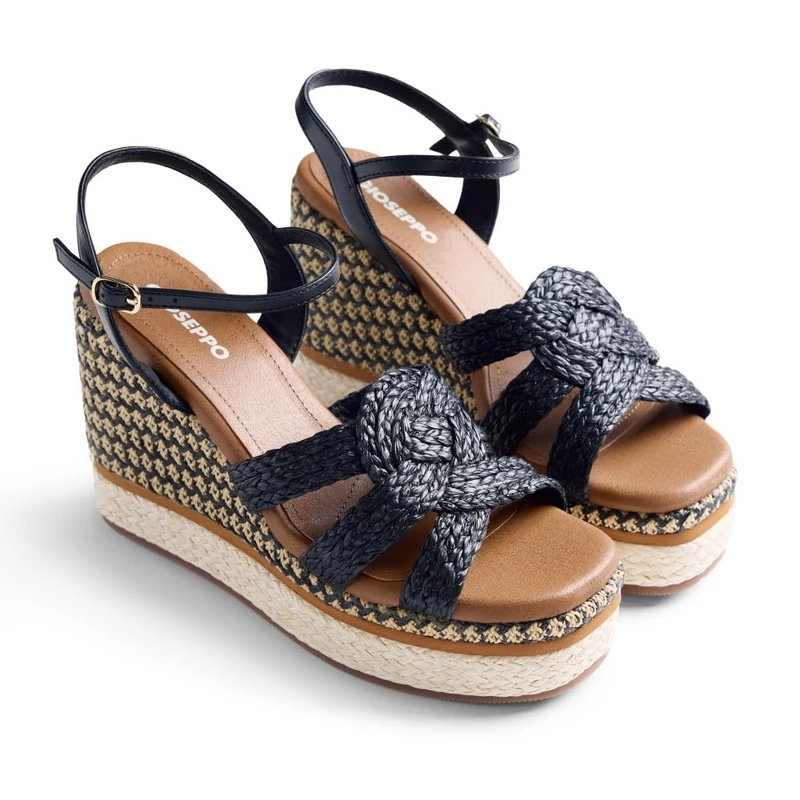 GIOSEPPO Women's Karatina T-Strap, Black/White, 5 UK