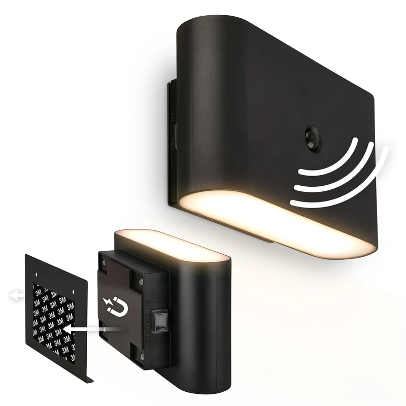 BRILONER Sticklights - Rechargeable Wall Light Without Wiring and Drilling, Motion Detector, Magnetic, LED, Sticky Wall Lights, Battery lamp, 16x9.5x6.5 cm, Black