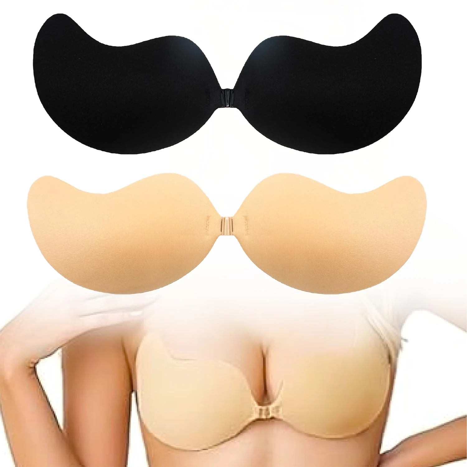 Taiyyi 2 Pairs Stick On Bra,Sticky Strapless Bra,Invisible Bra, Strapless, self Adhesive, for Backless Dresses