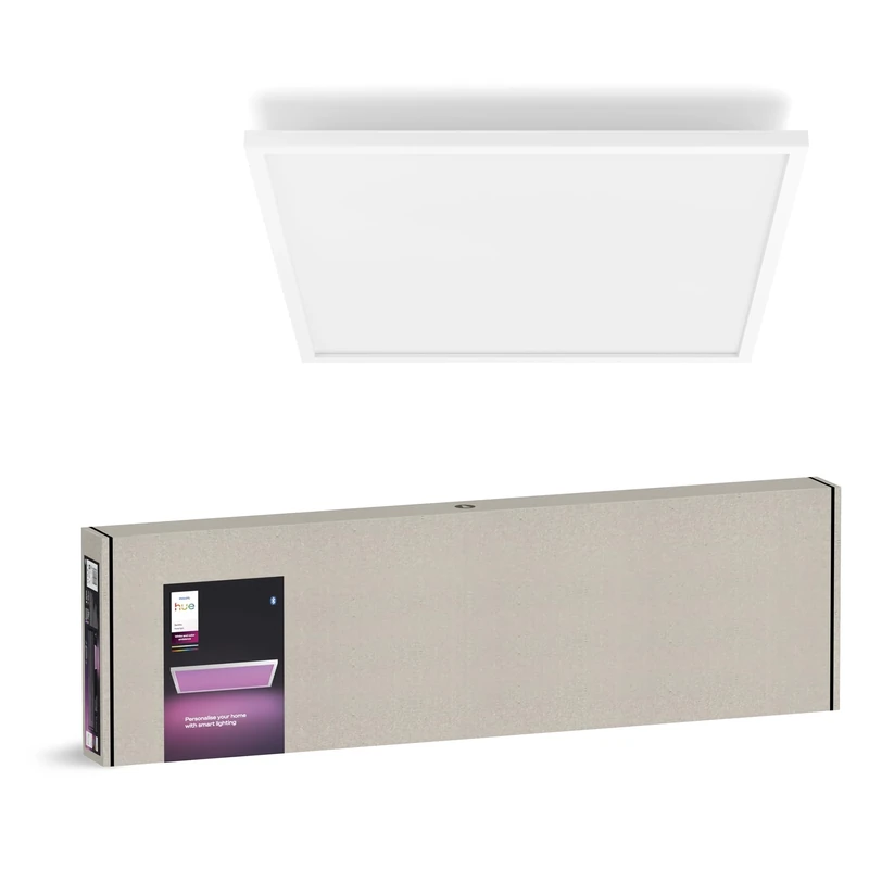 Philips Hue Surimu White and Colour Ambiance Smart Lighting Square Panel Light, 60x60 cm, with Bluetooth, Works with Alexa, Google Assistant and Apple Homekit, New Generation