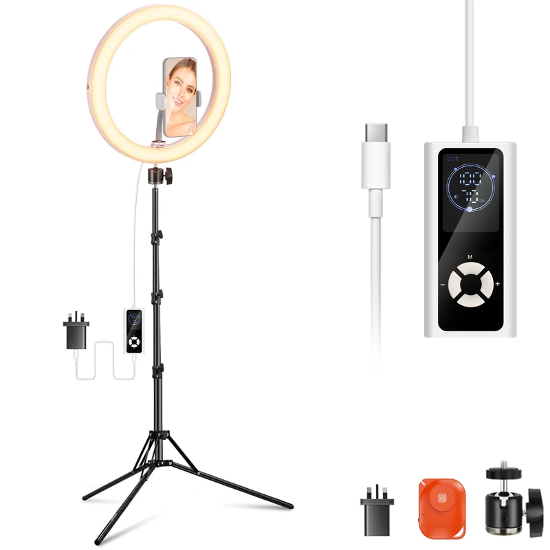NEEWER RH12B Pro 12" 30W High Power LED Ring Light with 71" Tripod Stand Compatible with iPhone, 3290lux Bi Color Selfie Circle Light Phone Holder for Video Recording Makeup Stream, 2900-7000K CRI97+