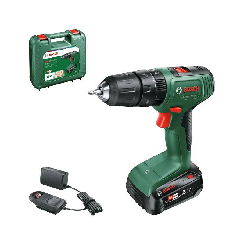 Bosch EasyImpact 18V-38 Cordless Hammer Drill - 2.5Ah Battery & Case