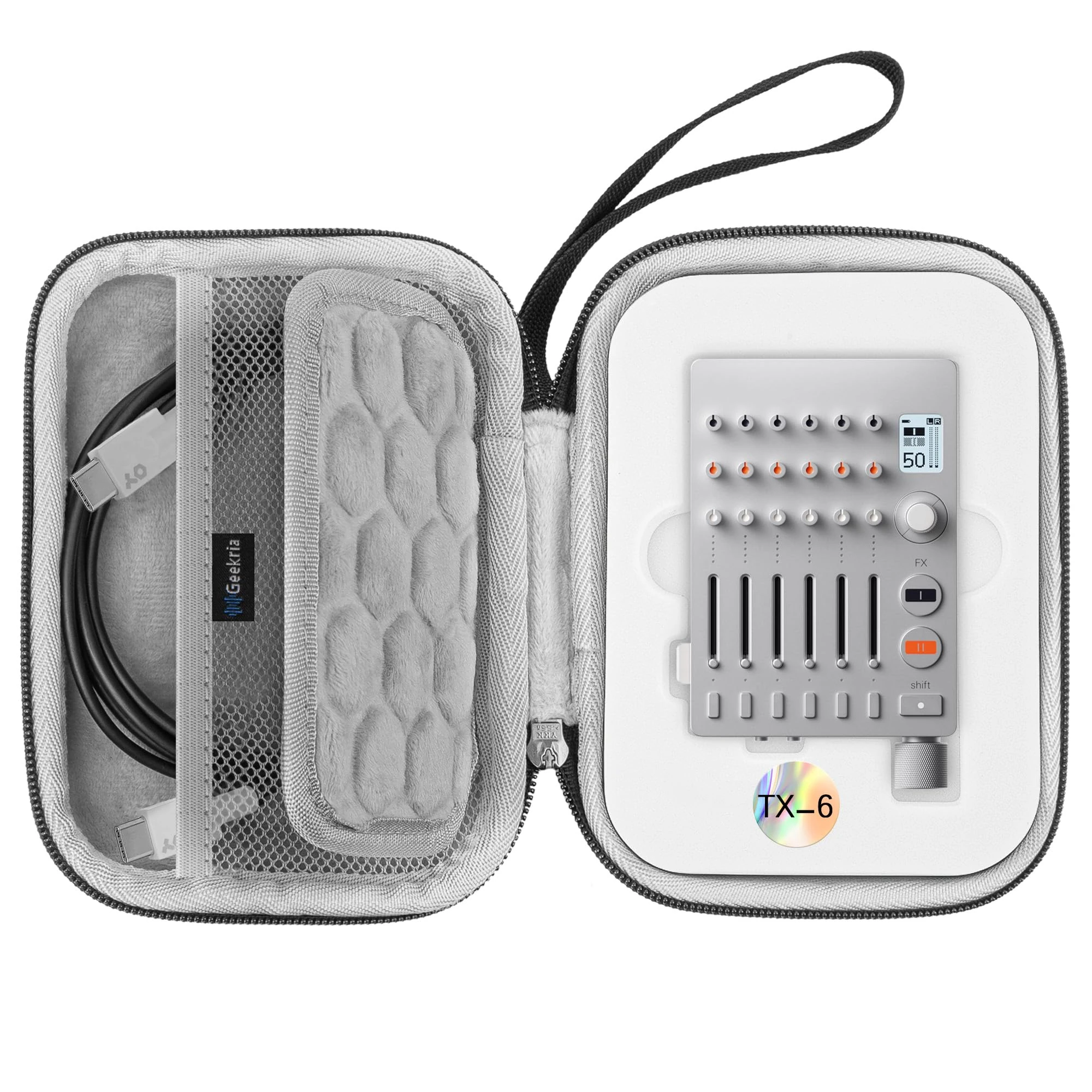 GEEKRIA Audio Interface Carrying Case, Compatible with Teenage Engineering TX-6, EVA Hard Shell Portable Travel Bag (Dark Gray)