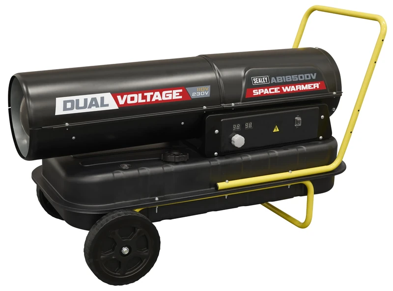 Sealey Dual Voltage Space Warmer Kerosene/Diesel Heater 185,000Btu/hr Space Warmer with Wheels – AB1850DV