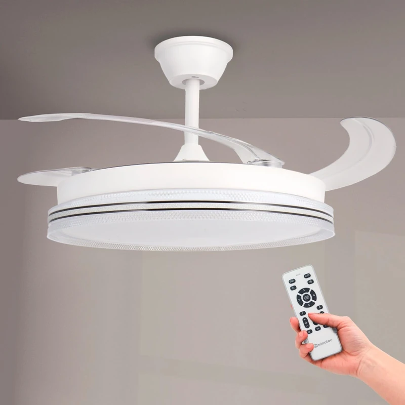 M mimotec - White Decor LED Ceiling Fan, Adjustable Colour Temperature, Summer/Winter Function, 6 Speeds, LM8853