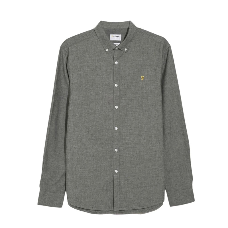 Farah Men's Steen Casual Long Sleeve, S, Mild Grey Marl