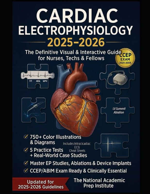 Cardiac Electrophysiology 2025-2026: The Definitive Visual & Interactive Guide for Nurses, Techs & Fellows | 750+ Color Visuals, 5 Practice Tests & ... Implants – CCEP/ABIM Exam Ready & Clinically - Image 1