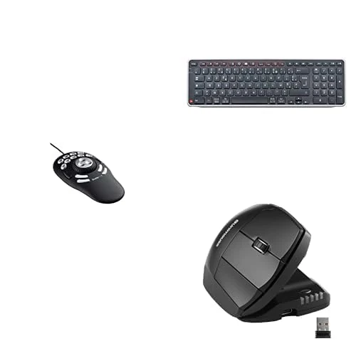 Contour Design Multimedia Controller V2, Balance Keyboard (Silver), & Unimouse Right Hand