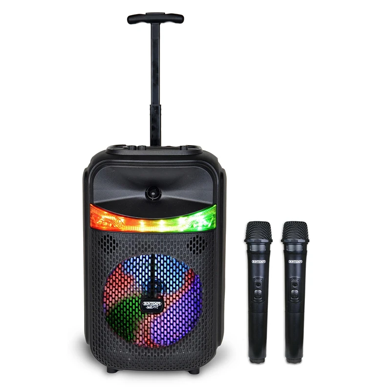 Bontempi | Wireless Acoustic Trolley Case with 2 Wireless Microphones, RGB Lights, Remote Control, Display, TWS Function, 39.5 x 22.5 x 19 cm