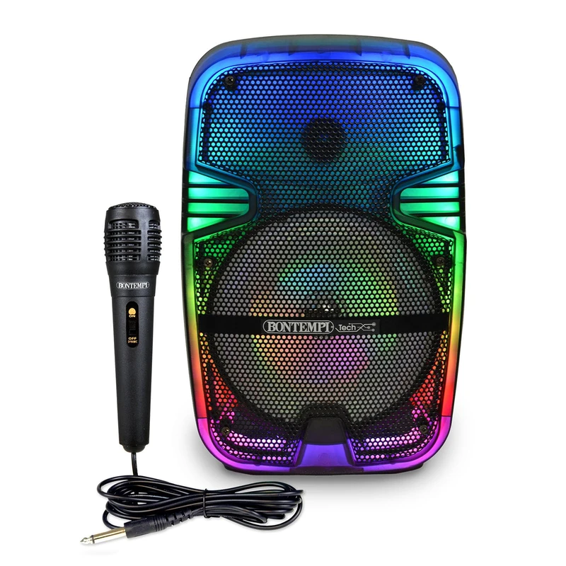 Bontempi | Wireless Acoustic Light Speaker with Microphone and RGB Lights, Remote Control, Display, TWS Function, 37 x 24 x 19.5 cm