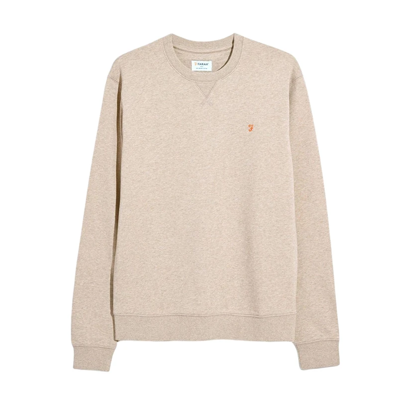 Farah Men's Tim Crew Sweatshirt, L, Birch Grey Marl