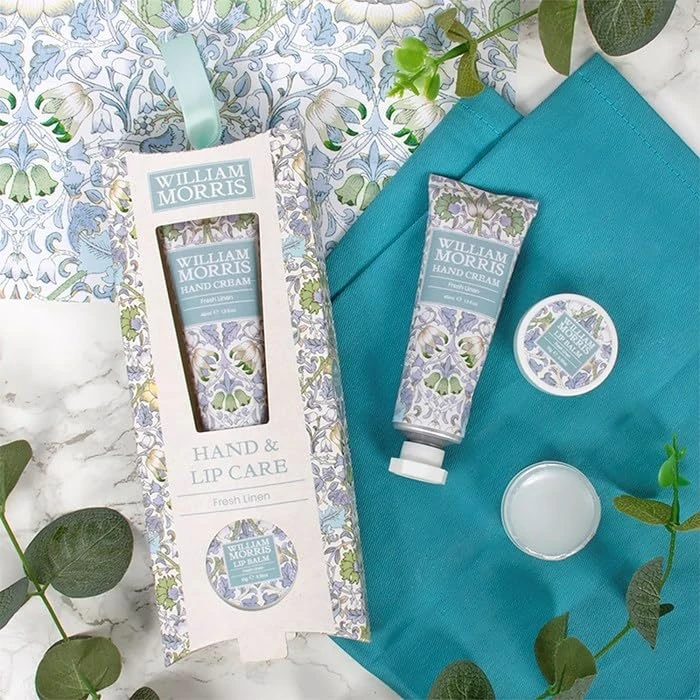 The Leonardo Collection William Morris Lodden Hand & Lip Care For All Type Skin | Hydrating Hand Cream & Lip Balm Moisturiser For Everyday Use | Vegan Friendly Beauty Essentials For Women & Men