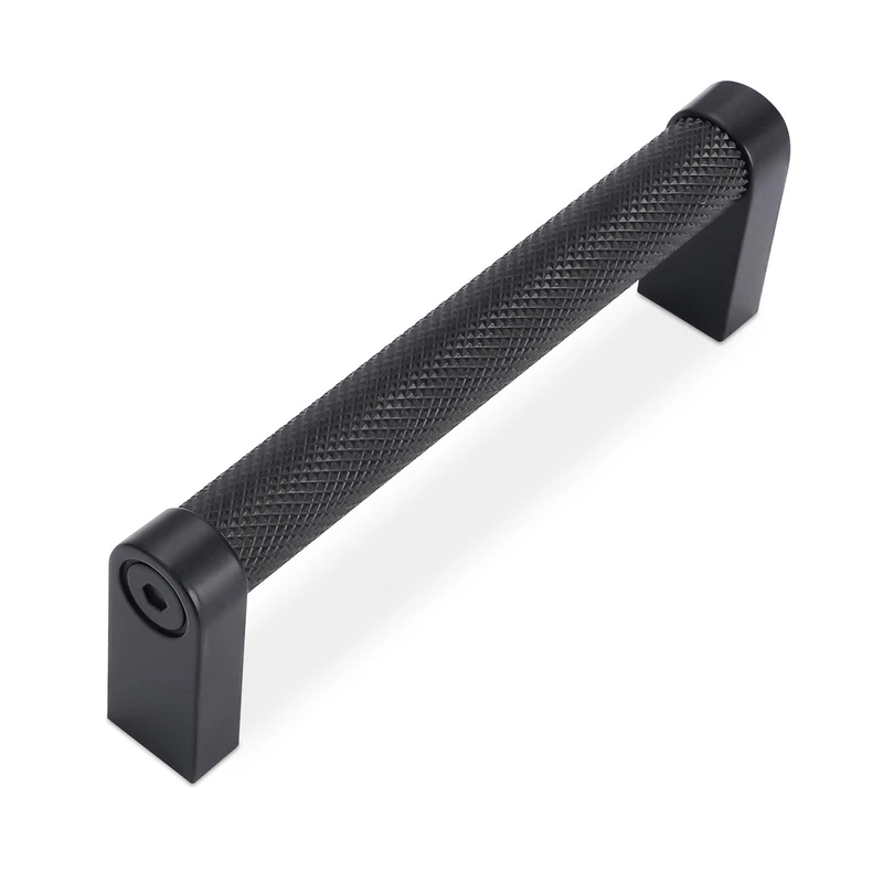 BUKOBYHE 20 Pack 3.75 Inch(96mm) Matte Black Kitchen Cabinet Handles Knurled Cabinet Pulls Black Drawer Pulls Kitchen Hardware