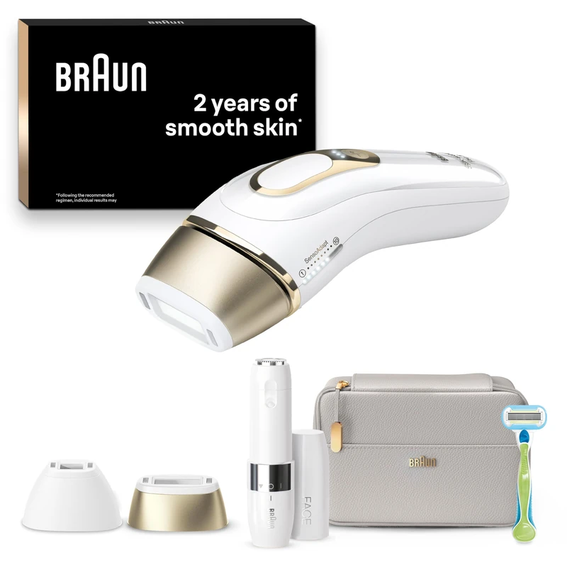 Braun IPL Silk Expert Pro 5 + Braun Face Mini Hair Remover FS1000 Bundle, Visible Permanent Hair Removal for Women & Men with Venus Razor and Precision Head, Premium Pouch - Image 1