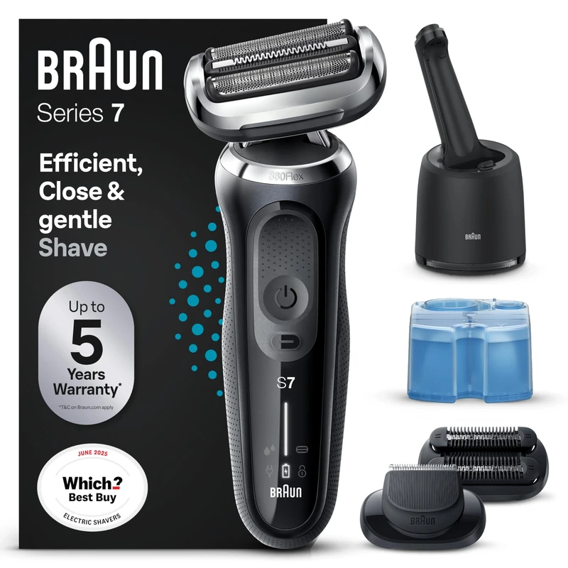 Braun Series 7 70-B7850cc Electric Shaver + SmartCare Center Refill Cartridges 2 Pack Bundle for Men with EasyClick Beard Trimmer and Stubble Beard Trimmer Attachments, SmartCare Center - Image 1