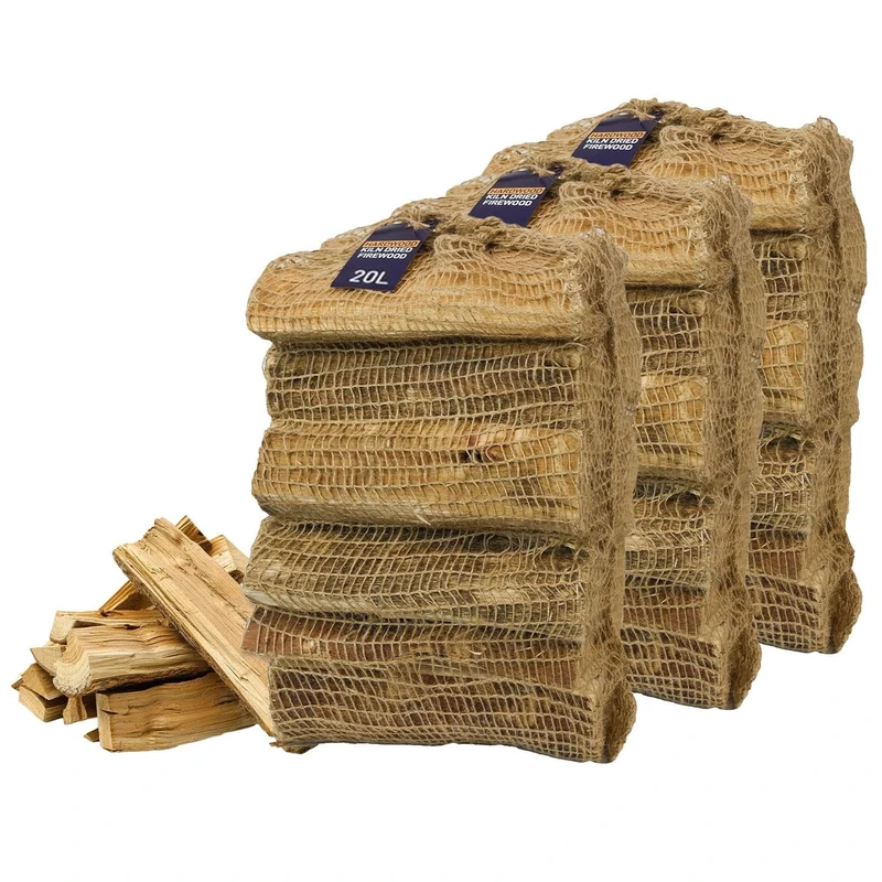Ecoblaze Kiln-Dried Hardwood Logs 20L – 3 Net | Ready to Burn Firewood Under 20% Moisture | Ideal for Wood Burners, Fire Pits, Pizza Ovens, Campfires & Open Fires | Eco Fuel