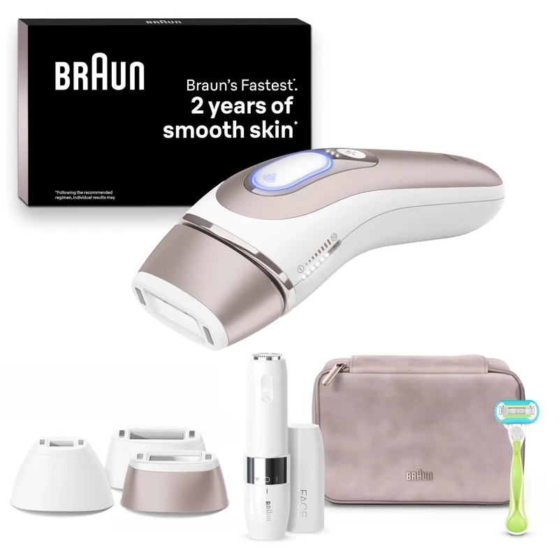 Braun Smart IPL Skin i·Expert + Braun Face Mini Hair Remover FS1000 Bundle, at Home Hair Removal, Alternative for Laser Hair Removal, Smart IPL with Exclusive Free App, Venus Razor, 3 Smart Heads