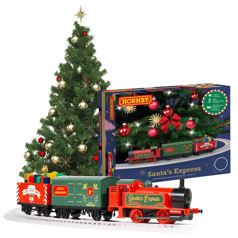 Hornby R9363M Santa's Express Christmas Train Set - Analogue OO Gauge 1:76 Scale Model Railway, Steam Trains Gift for Men, Women & Kids - Rechargeable, Tree Decoration, Electric Locomotives for Adults