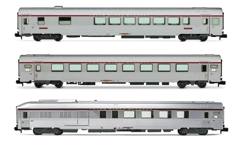 Arnold HN4500 SNCF, 3-unit set TEE "Mistral" (Nice-Paris), Vru + Arux + AD4tux, silver livery, ep. IV for adults and collectors