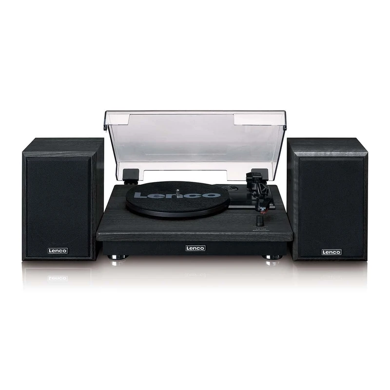 Lenco LS-100 Turntable with Bluetooth 5.3, 33/45/78 RPM, Auto Shutdown, Dual 10W Speakers, MDF Housing, Black