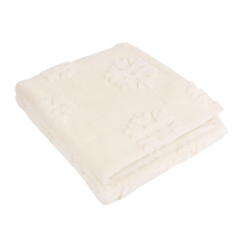 furn. Snowflakes Throw – Heavyweight Festive Winter Velvet Jacquard Blanket (Snow White - 150x200cm)