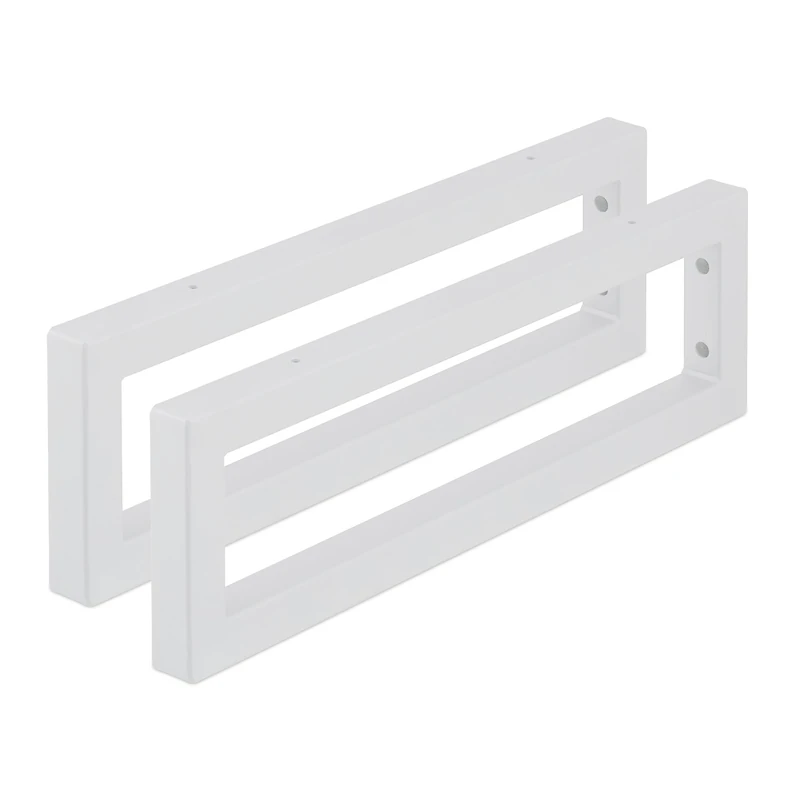 Relaxdays Wall Shelf Brackets, Set of 2, 50 cm, Steel, Supports for Washbasin & Shelving, Rectangular Design, White