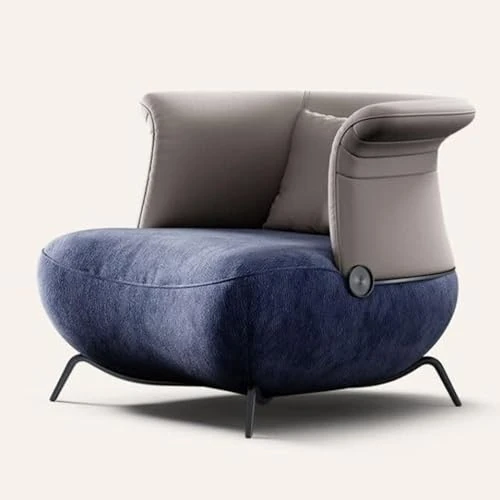 Leather Lounge Chair - High-End Customized Designer Armchair for Living Room - Comfortable Single Sofa for Leisure Spaces