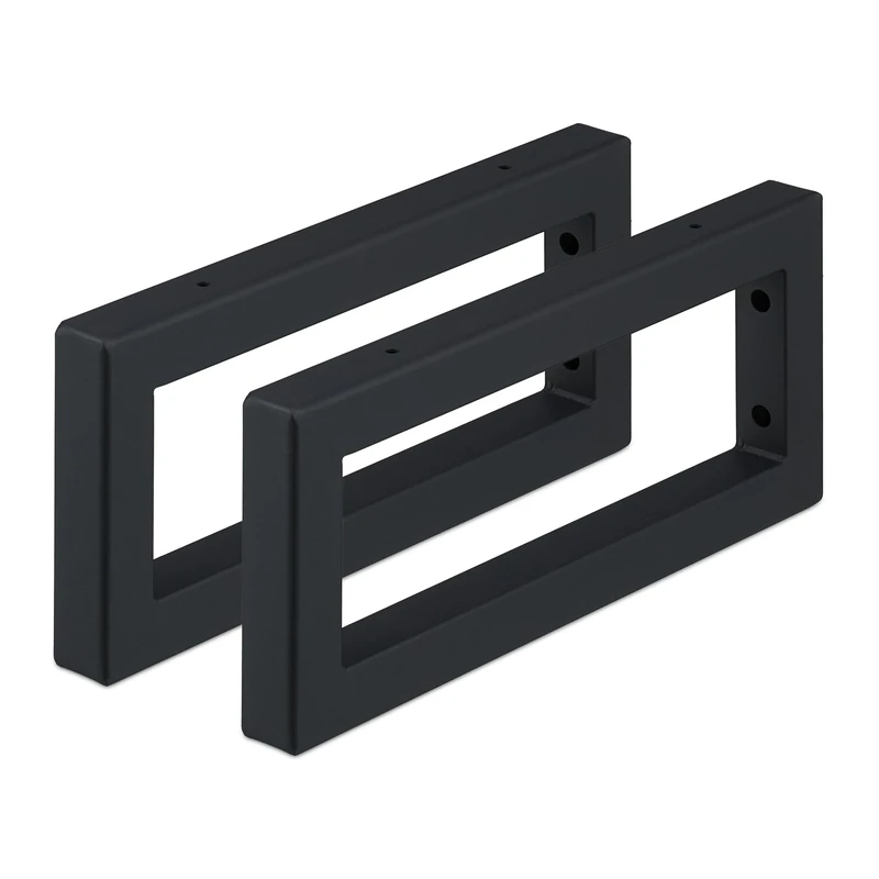 Relaxdays Wall Shelf Brackets, Set of 2, 35 cm, Steel, Supports for Washbasin & Shelving, Rectangular Design, Black